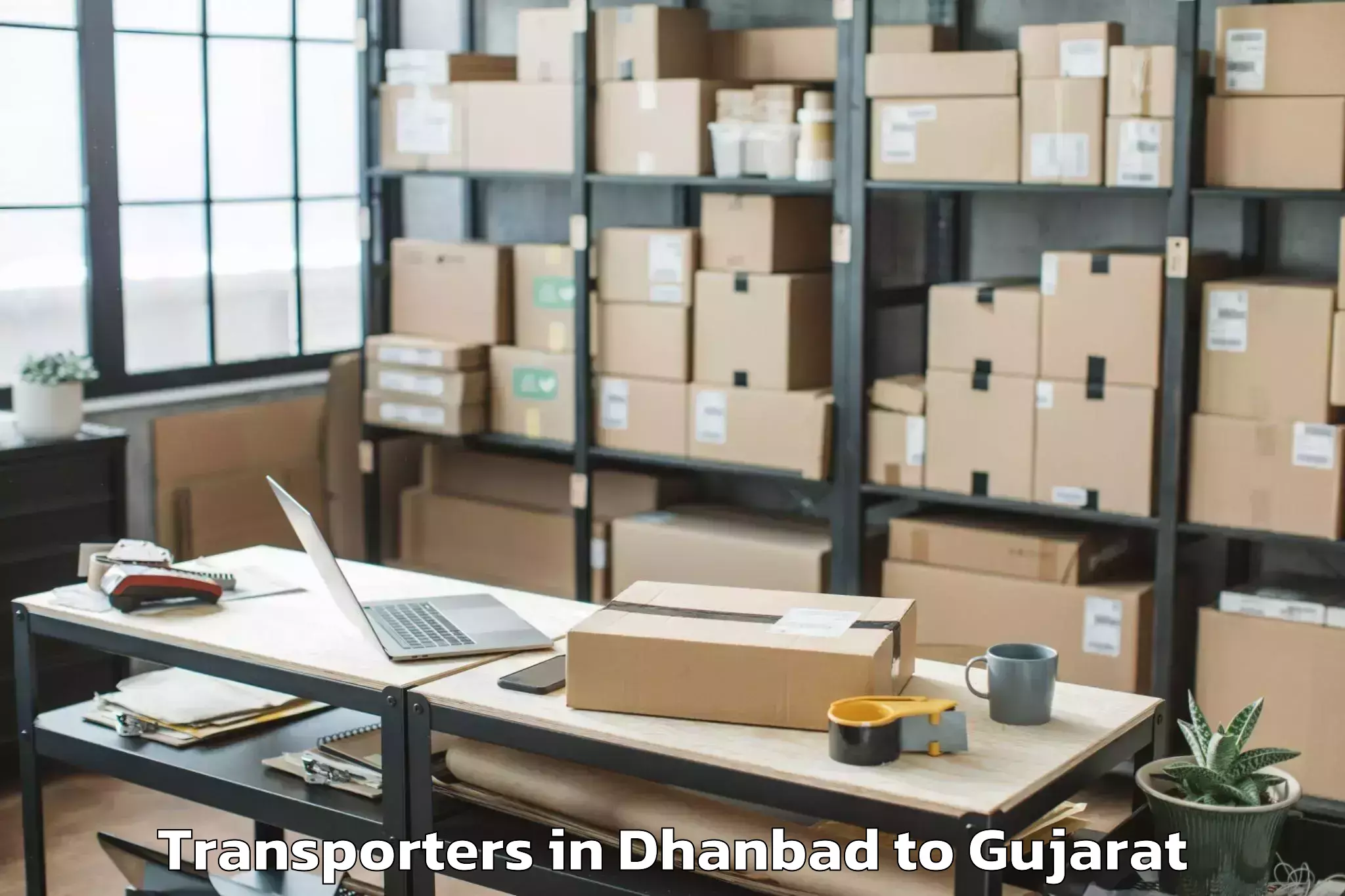 Book Your Dhanbad to Gujarat National Law Universit Transporters Today